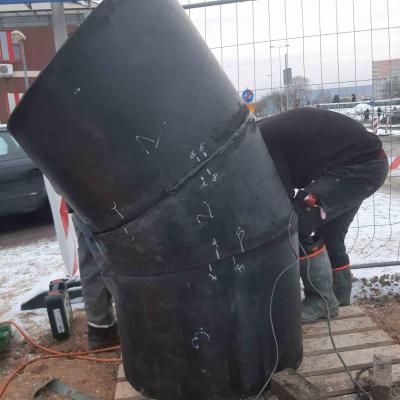 Preizolacja czterech  kolan hamburskich DN 500/710